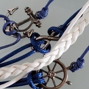 Anchor Infinity Ocean White Blue 4 Strand Bracelet NEW